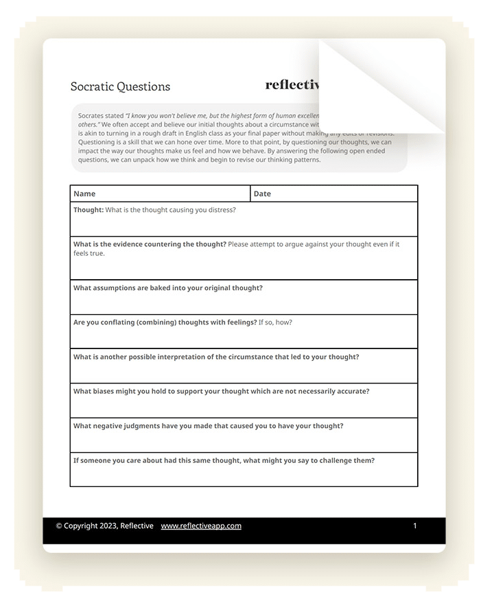 Socratic questions worksheet